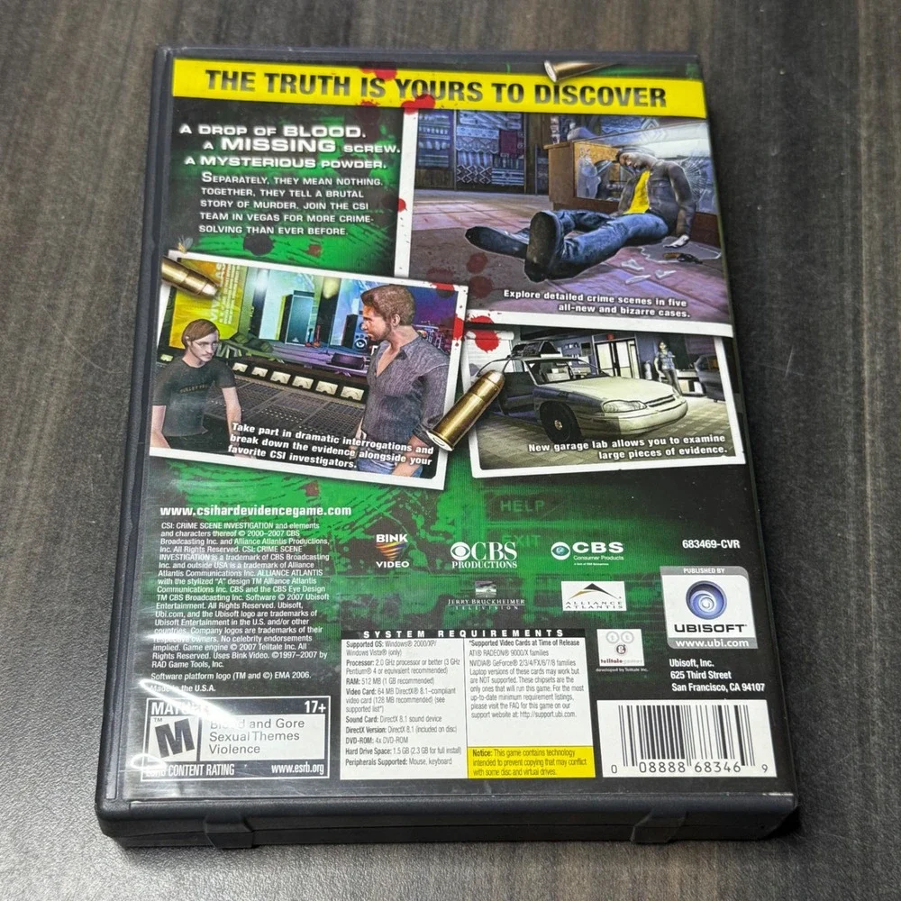 CSI Crime Scene Investigation Hard Evidence PC DVD Game 2007 Ubisoft Telltale